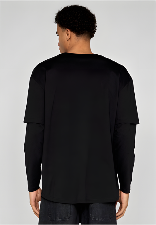 Urban Classics Double Layer LS Tee - Oversized Black/Black