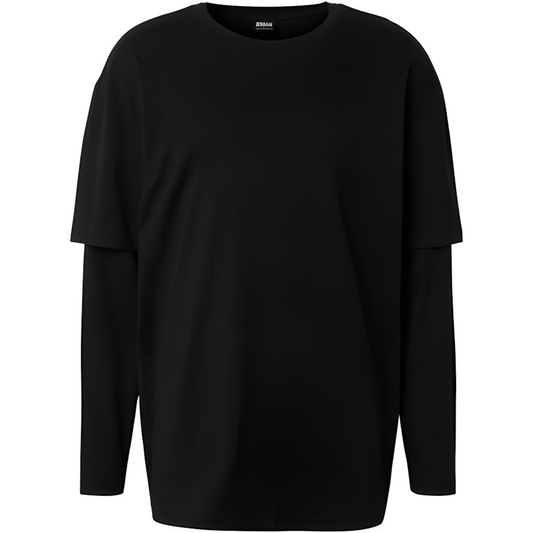 Urban Classics Double Layer LS Tee - Oversized Black/Black