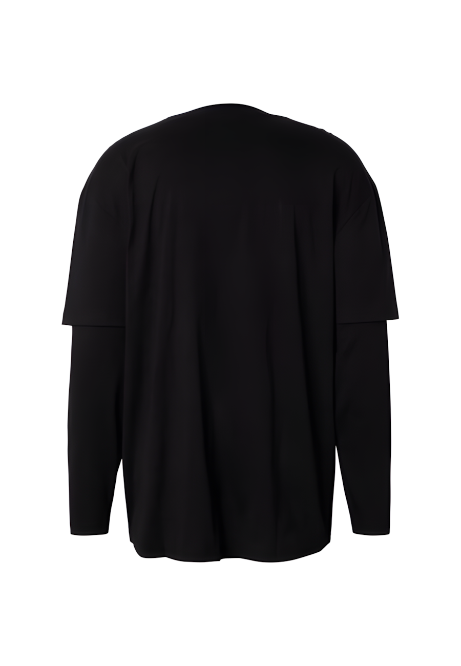 Urban Classics Double Layer LS Tee - Oversized Black/Black