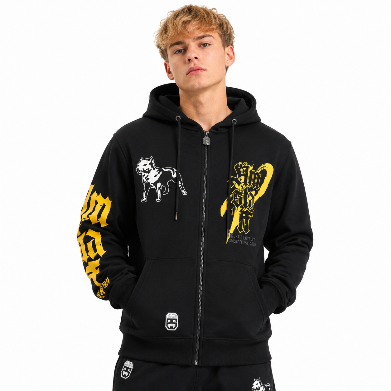 Amstaff Recon Ziphoodie – Black/Yellow