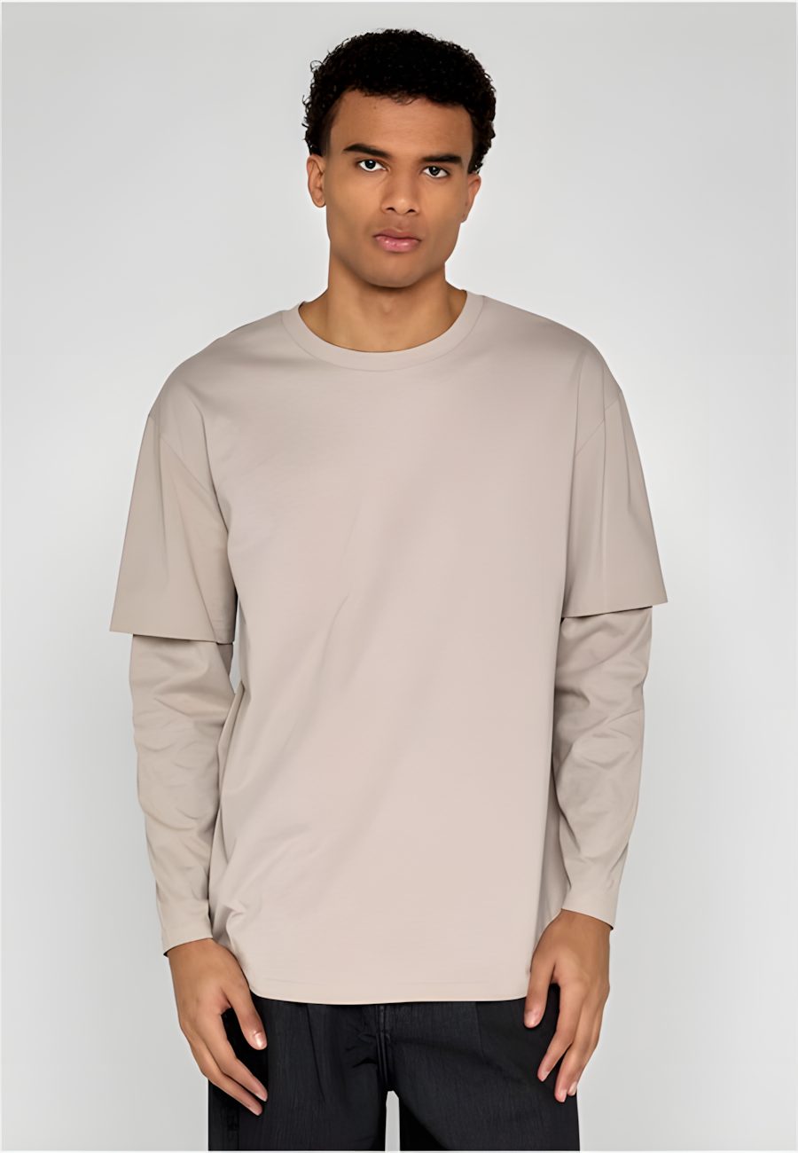 Urban Classics Double Layer LS Tee - Oversized Cloud
